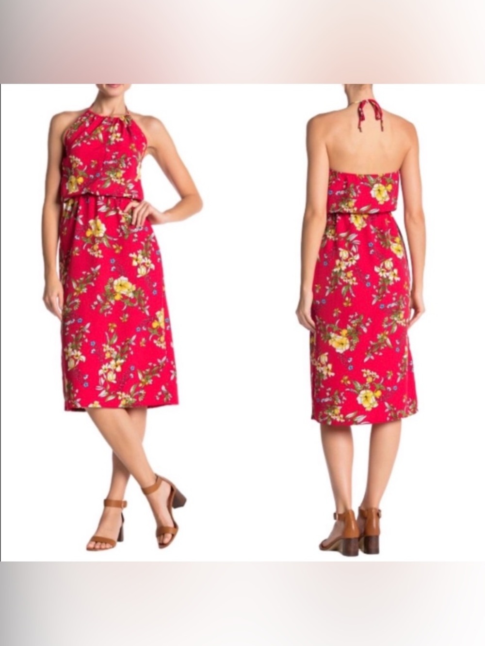 Velvet Torch Halter Top Floral Midi Dress